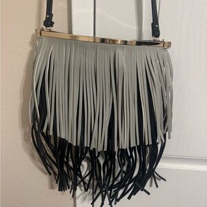 Fringe Crossbody Bag - Black and Gray